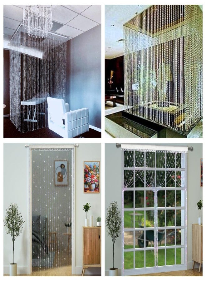YaoYue Crystal Beaded Curtain Door Curtain 36 x 79 Inches 22 Strands Acrylic Hanging Door Beads Room Divider for Doorway Window Living Room Bedroom Wall Closet Home Decor (White,1 Panel) - Image 4